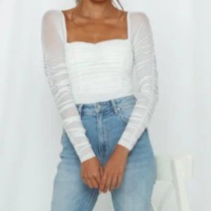 helloMolly DEVIL EYE BODYSUIT WHITE size 6/small